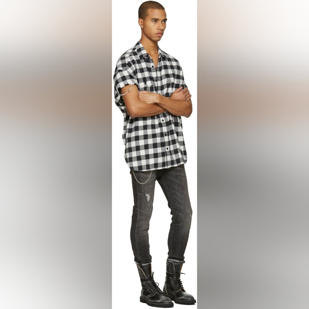NWT R13 plaid raw armholes shirt